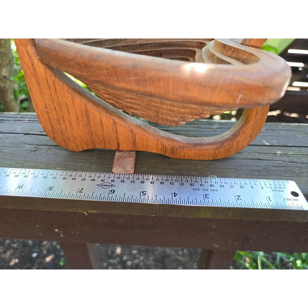 Vintage Collapsible‎ Wooden Heart Basket Fold Out Trivet Bowl Boho Decor